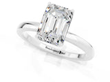 White gold Emerald Cut Moissanite Solitaire Ring with Thin Band and Prong Setting_19