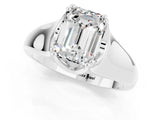 White gold Emerald Cut Moissanite Solitaire Ring with Wide Band and Prong Setting_1