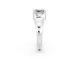 White gold Emerald Cut Moissanite Solitaire Ring with Wide Band and Prong Setting_2
