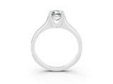 White gold Emerald Cut Moissanite Solitaire Ring with Wide Band and Prong Setting_3