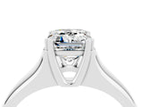 White gold Emerald Cut Moissanite Solitaire Ring with Wide Band and Prong Setting_4