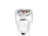 White gold Emerald Cut Moissanite Solitaire Ring with Wide Band and Prong Setting_5