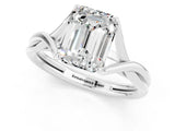 White gold Emerald Cut Moissanite Solitaire Twist Band Prong Setting Ring_37