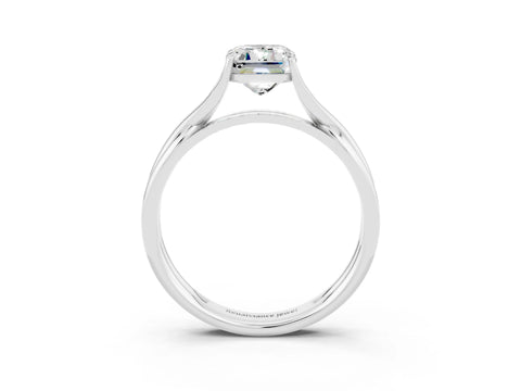 White gold Emerald Cut Moissanite Solitaire Twist Band Prong Setting Ring_39