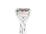 White gold Emerald Cut Moissanite Solitaire Twist Band Prong Setting Ring_41
