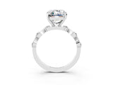 White gold Emerald Cut Moissanite Solitaire Twisted Band with Round  Accents and Prong Setting_15