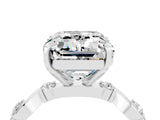 White gold Emerald Cut Moissanite Solitaire Twisted Band with Round  Accents and Prong Setting_16