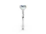 White gold Emerald Cut Moissanite Solitaire with Side Baguettes and Channel Set Band_2