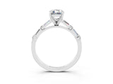 White gold Emerald Cut Moissanite Solitaire with Side Baguettes and Channel Set Band_3