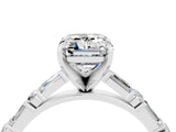 White gold Emerald Cut Moissanite Solitaire with Side Baguettes and Channel Set Band_4