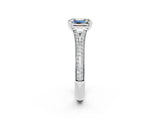 White gold Emerald Cut Moissanite Split Shank Engagement Ring with Pavé Band_2