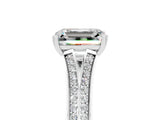 White gold Emerald Cut Moissanite Split Shank Engagement Ring with Pavé Band_5