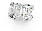 White gold Emerald Cut Moissanite Stud Earrings_38