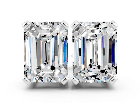 White gold Emerald Cut Moissanite Stud Earrings_42