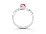 White gold Emerald Cut Morganite Cluster Side Stone Solitaire Ring with Prong Setting_27