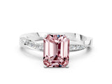 White gold Emerald Cut Morganite Engagement Ring with Side Stone Accents and Four-Prong Setting_27