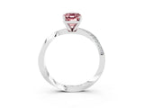 White gold Emerald Cut Morganite Engagement Ring with Side Stone Accents and Four-Prong Setting_30