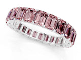 White gold Emerald Cut Morganite Eternity Band with Shared Prong Setting_7