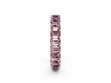 White gold Emerald Cut Morganite Eternity Band with Shared Prong Setting_8