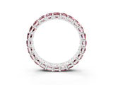 White gold Emerald Cut Morganite Eternity Band with Shared Prong Setting_9