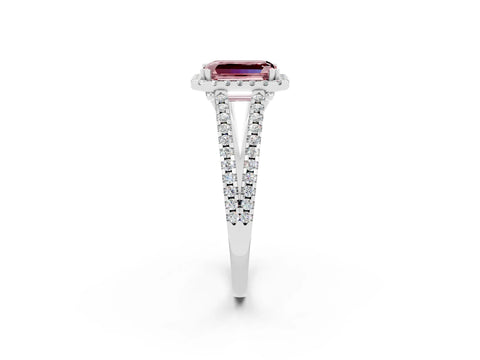 White gold Emerald Cut Morganite Halo Split Shank Engagement Ring_14