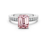White gold Emerald Cut Morganite Milgrain Pavé Engagement Ring with Four-Prong Setting_12