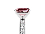 White gold Emerald Cut Morganite Milgrain Pavé Engagement Ring with Four-Prong Setting_17