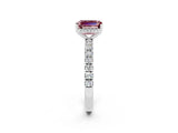 White gold Emerald Cut Morganite Pave Band Solitaire Ring with Four-Prong Setting_26