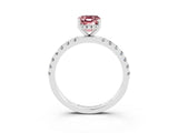 White gold Emerald Cut Morganite Pave Band Solitaire Ring with Four-Prong Setting_27