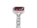 White gold Emerald Cut Morganite Pave Band Solitaire Ring with Four-Prong Setting_29
