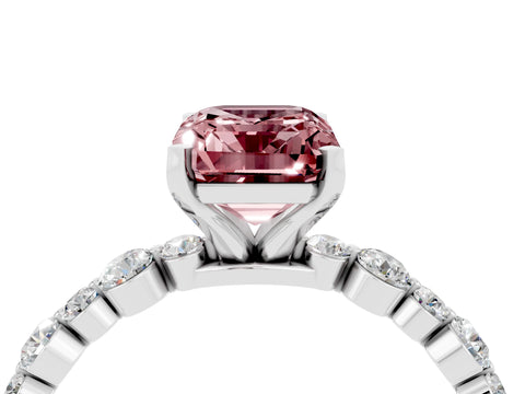 White gold Emerald Cut Morganite Prong Set Engagement Ring with Pavé Band_4