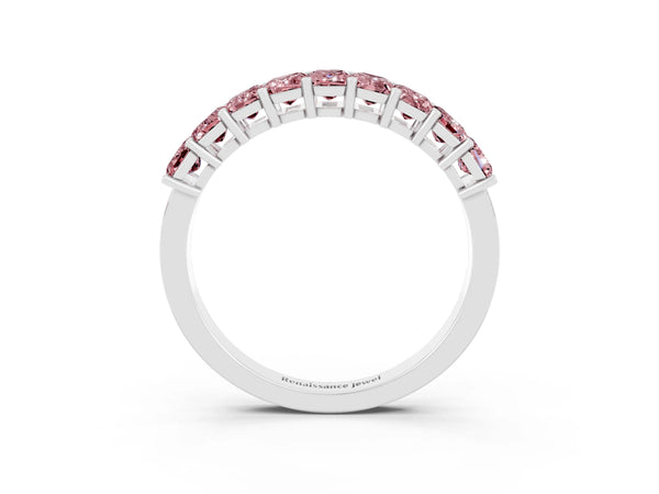 White gold Emerald Cut Morganite Prong-Set Eternity Band