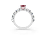 White gold Emerald Cut Morganite Prong Setting with Side Stones on a Pave Band_3