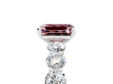 White gold Emerald Cut Morganite Prong Setting with Side Stones on a Pave Band_5