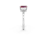 White gold Emerald Cut Morganite Ring with Side Stones and Four-Prong Setting_38