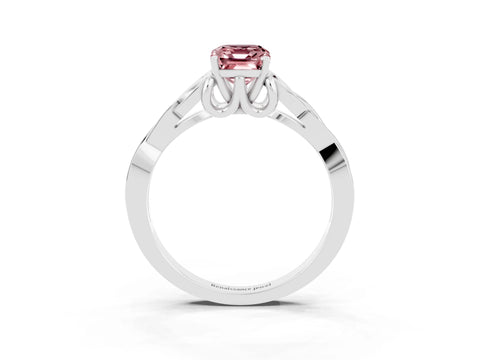 White gold Emerald Cut Morganite Solitaire Celtic Knot Ring with Four-Prong Setting_15
