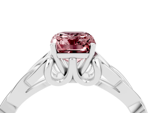 White gold Emerald Cut Morganite Solitaire Celtic Knot Ring with Four-Prong Setting_16