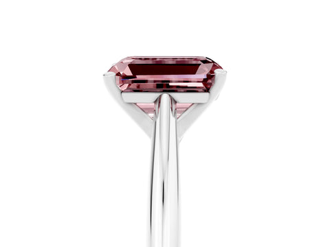 White gold Emerald Cut Morganite Solitaire Engagement Ring with Cathedral Setting and Four-Prong Mount_29