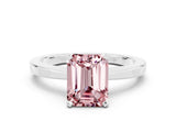 White gold Emerald Cut Morganite Solitaire Engagement Ring with Classic Band and Four-Prong Setting_24
