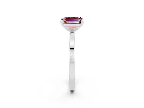 White gold Emerald Cut Morganite Solitaire Engagement Ring with Classic Band and Four-Prong Setting_26