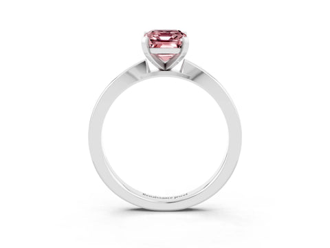 White gold Emerald Cut Morganite Solitaire Engagement Ring with Classic Band and Four-Prong Setting_27