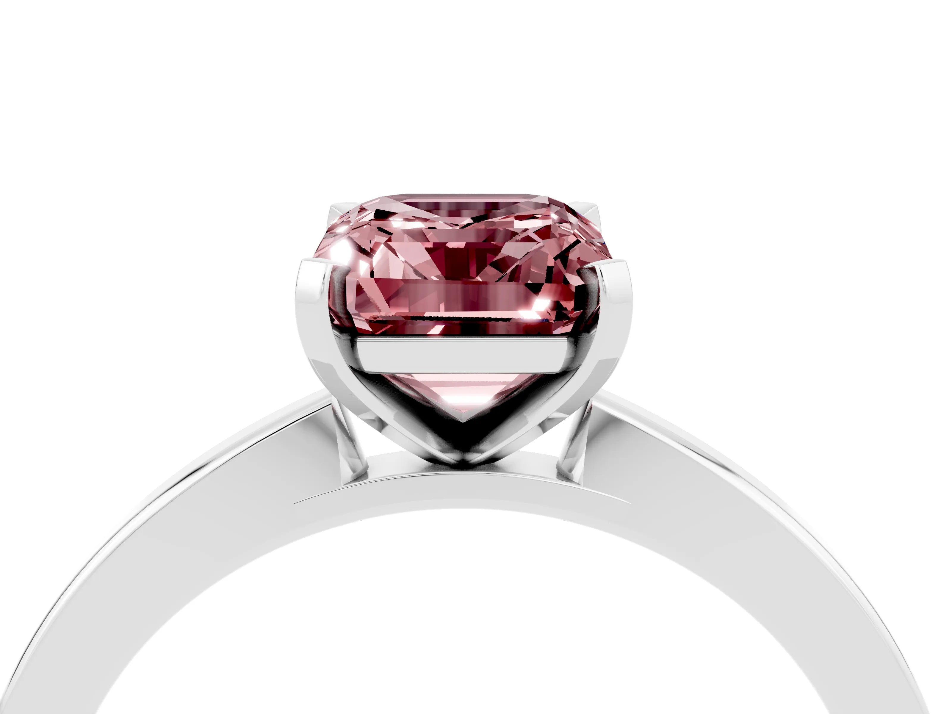 White gold Emerald Cut Morganite Solitaire Engagement Ring with Classic Band and Four-Prong Setting_28