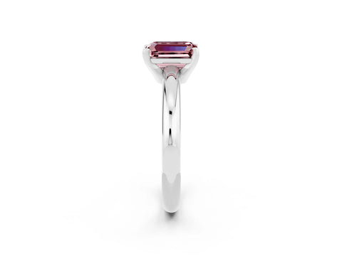 White gold Emerald Cut Morganite Solitaire Engagement Ring with Round Band and Four-Prong Setting_2