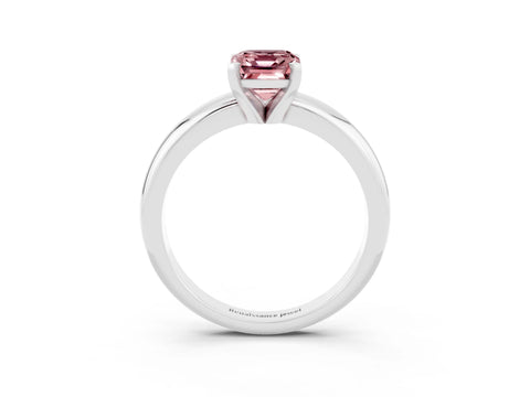 White gold Emerald Cut Morganite Solitaire Engagement Ring with Round Band and Four-Prong Setting_3