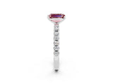 White gold Emerald Cut Morganite Solitaire Pavé Band with Four-Prong Setting_2