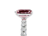 White gold Emerald Cut Morganite Solitaire Pavé Band with Four-Prong Setting_5