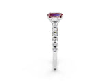 White gold Emerald Cut Morganite Solitaire Ring with Cathedral Setting and Pavé Band_2