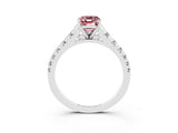 White gold Emerald Cut Morganite Solitaire Ring with Cathedral Setting and Pavé Band_3