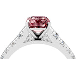 White gold Emerald Cut Morganite Solitaire Ring with Cathedral Setting and Pavé Band_4