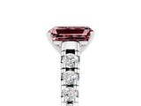 White gold Emerald Cut Morganite Solitaire Ring with Cathedral Setting and Pavé Band_5